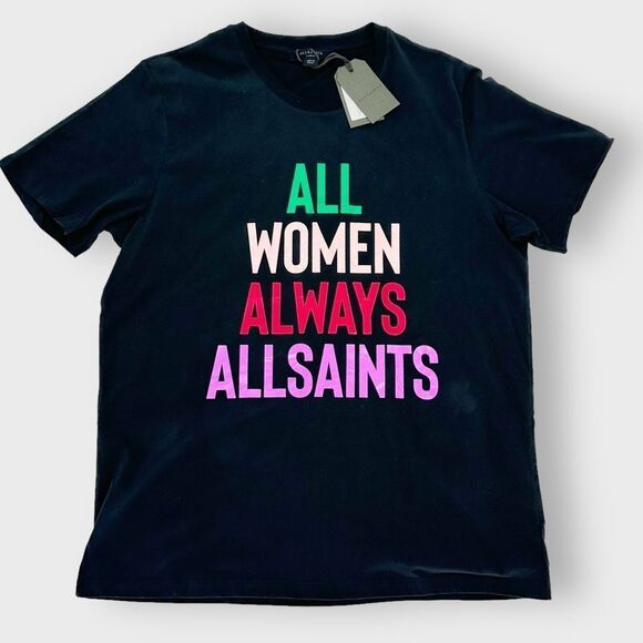 ALLSAINTS ALL Saints NWT Black Tee- size L- All Women Always Allsaints - Picture 6 of 9